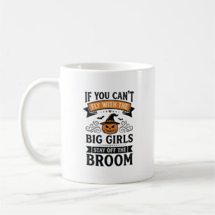 Grappig Halloween Grote Meisjes Bezem Vintage Shir Koffiemok