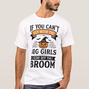Grappig Halloween Grote Meisjes Bezem Vintage Shir T-shirt