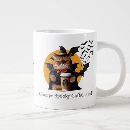 Grappig Halloween "Grumpy, Spooky, Caffeinated!" Grote Koffiekop (Rechts)