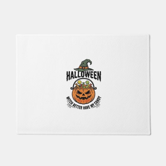 Grappig Halloween Heks Snoep Pompoen Shirt Ontwerp Deurmat (Voorkant)