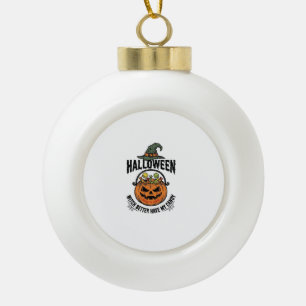 Grappig Halloween Heks Snoep Pompoen Shirt Ontwerp Keramische Bal Ornament