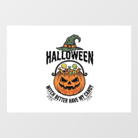Grappig Halloween Heks Snoep Pompoen Shirt Ontwerp Raamsticker (Vel)