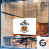 Grappig Halloween Heks Snoep Pompoen Shirt Ontwerp Raamsticker (Cafe Raam)