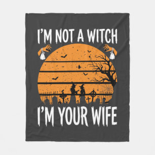 Grappig Halloween Heks Vrouw Kerkhof Ontwerp Fleece Deken