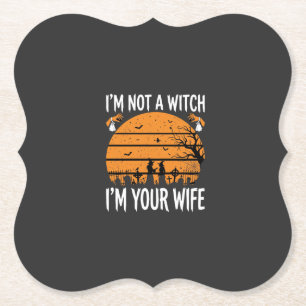 Grappig Halloween Heks Vrouw Kerkhof Ontwerp Kartonnen Onderzetters