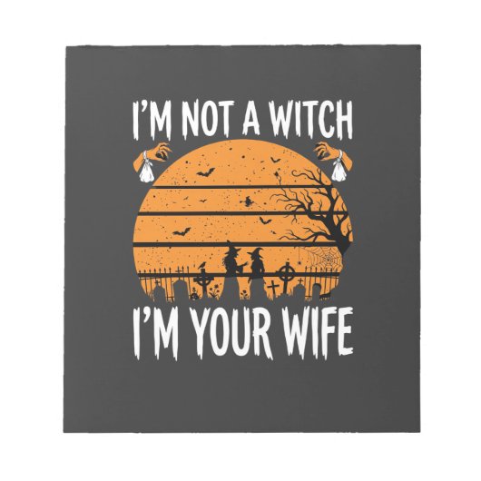 Grappig Halloween Heks Vrouw Kerkhof Ontwerp Notitieblok (Voorkant)