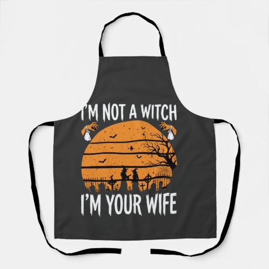 Grappig Halloween Heks Vrouw Kerkhof Ontwerp Schort (Voorkant)