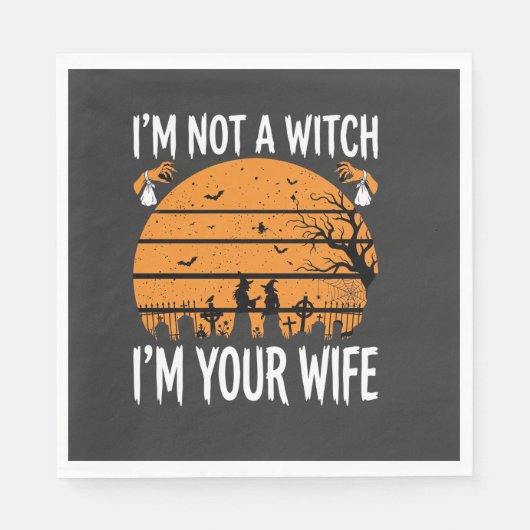 Grappig Halloween Heks Vrouw Kerkhof Ontwerp Servet (Voorkant)