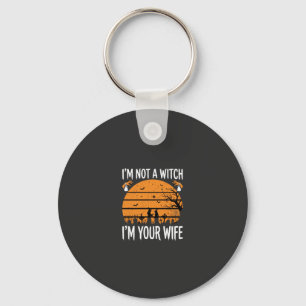 Grappig Halloween Heks Vrouw Kerkhof Ontwerp Sleutelhanger