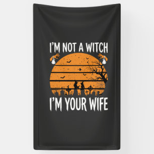 Grappig Halloween Heks Vrouw Kerkhof Ontwerp Spandoek