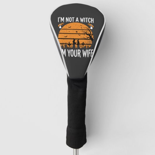 Grappig Halloween Heksen Vrouw Kerkhof Ontwerp Golfheadcover (Voorkant)