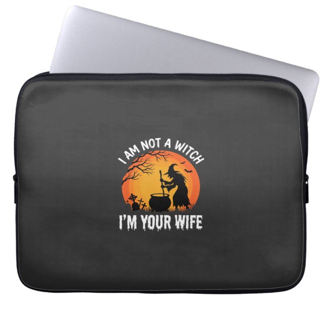 Grappig Halloween Heksen Vrouw Ketel Ontwerp Laptop Sleeve (Voorkant)