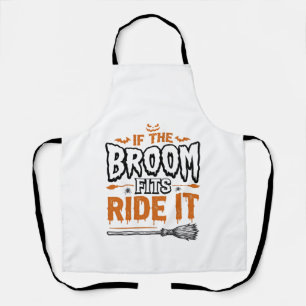 Grappig Halloween Heksenbezem Vintage Shirt Ontwer Schort