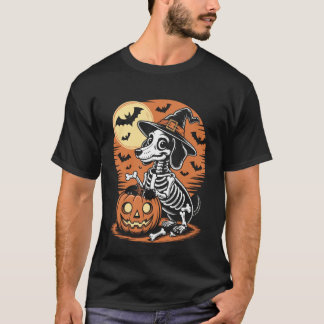 Grappig Halloween Hondenskelet Ontwerp Griezelig S T-shirt