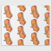 Grappig Halloween hotdog monster Cadeaupapier (Vlak)