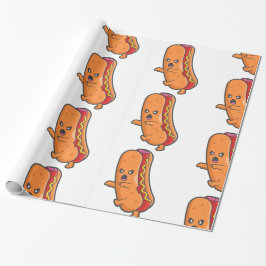 Grappig Halloween hotdog monster Cadeaupapier