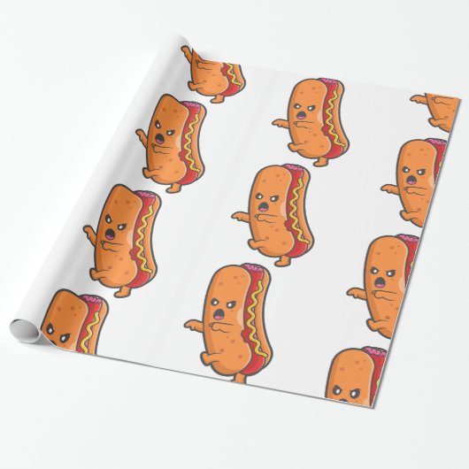 Grappig Halloween hotdog monster Cadeaupapier (Uitgerold)