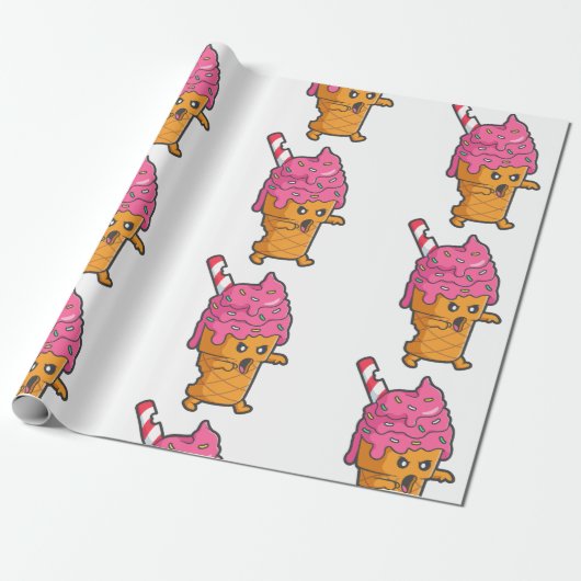 Grappig Halloween ijsmonster Cadeaupapier (Uitgerold)