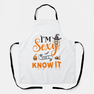 Grappig Halloween Ik ben sexy en ik weet het Schort