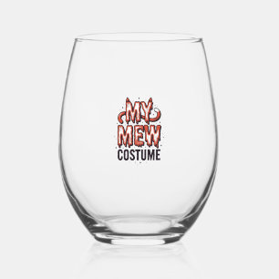 Grappig Halloween Kat Miauw Kostuum Vintage Ontwer Wijnglas Zonder Voet