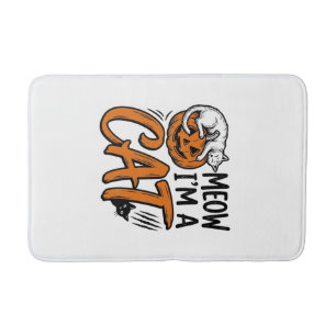 Grappig Halloween Kat Pompoen Typografie Shirt Ont Badmat