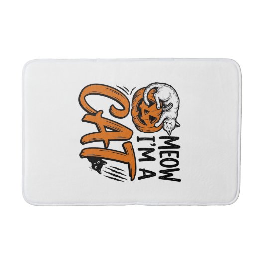 Grappig Halloween Kat Pompoen Typografie Shirt Ont Badmat (Voorkant)