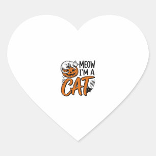 Grappig Halloween Kat Pompoen Typografie Shirt Ont Hart Sticker