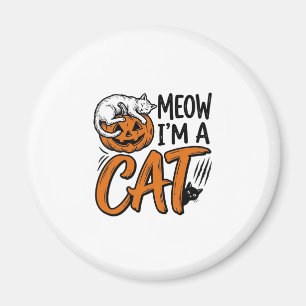 Grappig Halloween Kat Pompoen Typografie Shirt Ont Magneet