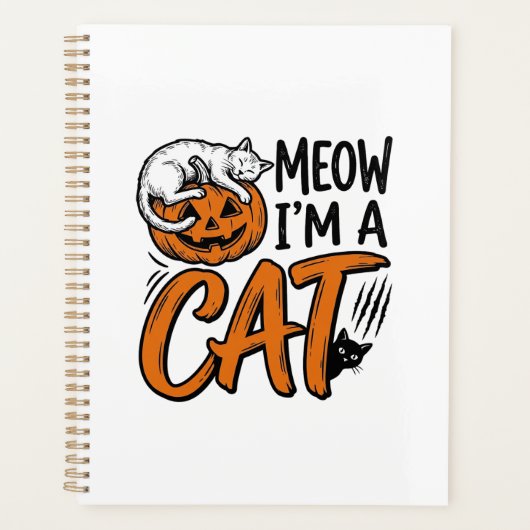 Grappig Halloween Kat Pompoen Typografie Shirt Ont Planner (Voorkant)