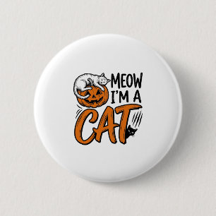 Grappig Halloween Kat Pompoen Typografie Shirt Ont Ronde Button 5,7 Cm