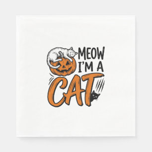 Grappig Halloween Kat Pompoen Typografie Shirt Ont Servet