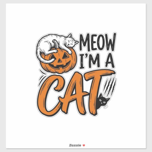 Grappig Halloween Kat Pompoen Typografie Shirt Ont Sticker (Vel)
