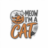 Grappig Halloween Kat Pompoen Typografie Shirt Ont Sticker (Voorkant)