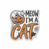Grappig Halloween Kat Pompoen Typografie Shirt Ont Sticker (Voorkant)