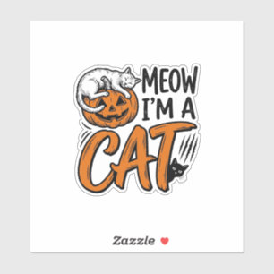 Grappig Halloween Kat Pompoen Typografie Shirt Ont Sticker