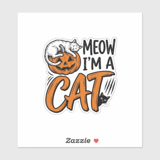 Grappig Halloween Kat Pompoen Typografie Shirt Ont Sticker (Vel)