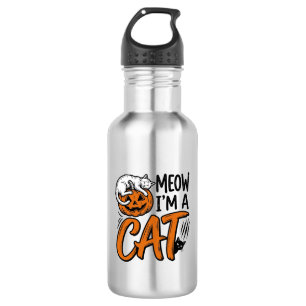 Grappig Halloween Kat Pompoen Typografie Shirt Ont Waterfles