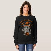 Grappig Halloween kat sweatshirt voor kattenliefhe (Voorkant volledig)