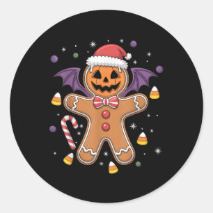 Grappig Halloween Kerst Gingerbread Man Kostuum Ronde Sticker