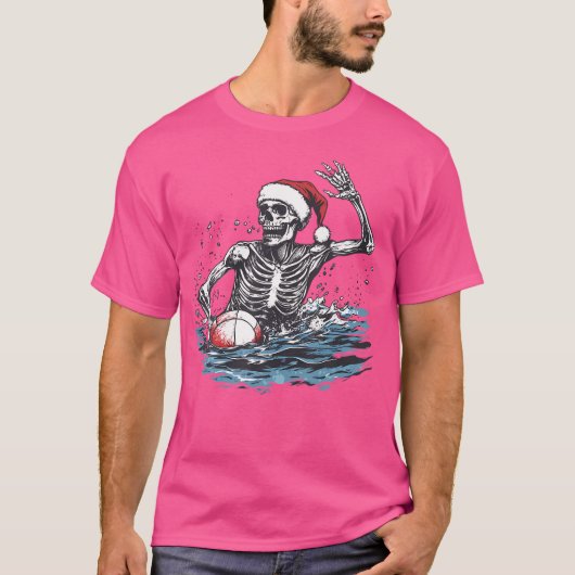 Grappig Halloween Kerstman Skeleton Spelen W T-shirt (Voorkant)