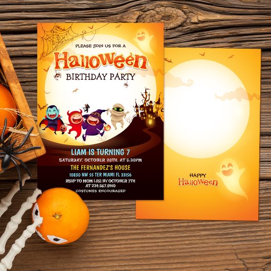 Grappig Halloween Kids Verjaardag Kostuum Feest Kaart