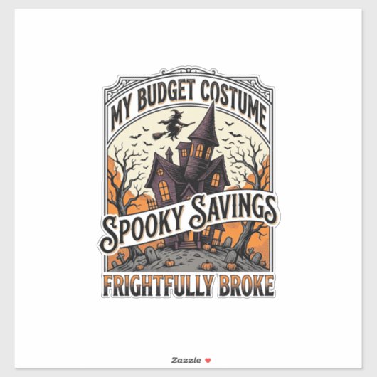 Grappig Halloween-kostuum Gebroken Heks Spookhuis Sticker (Vel)