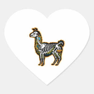 Grappig Halloween Llama Skelet Graphic - Hart Sticker
