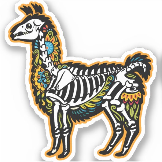 Grappig Halloween Llama Skelet Graphic - Sticker (Voorkant)