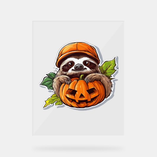 Grappig Halloween Luiaard Sticker Classic T-shirt Acryl Bord (Voorkant)
