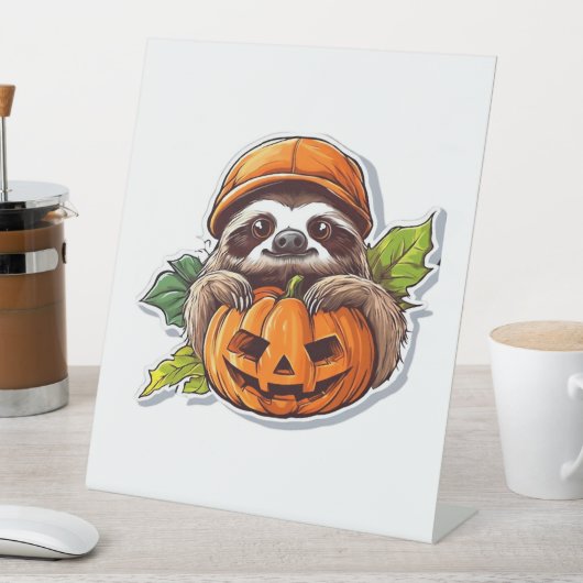 Grappig Halloween Luiaard Sticker Classic T-shirt Reclamebord Met Voetstuk (Insitu)