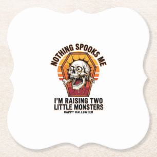 Grappig Halloween Moeder Shirt voor Ouders van Twe Kartonnen Onderzetters
