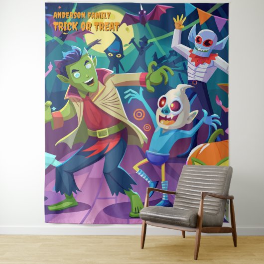 Grappig Halloween Monster Party Hanging Tapestry Wandkleed (In situ)