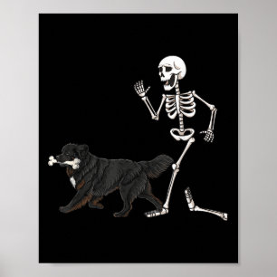 Grappig Halloween Newfoundland en Skeleton Poster