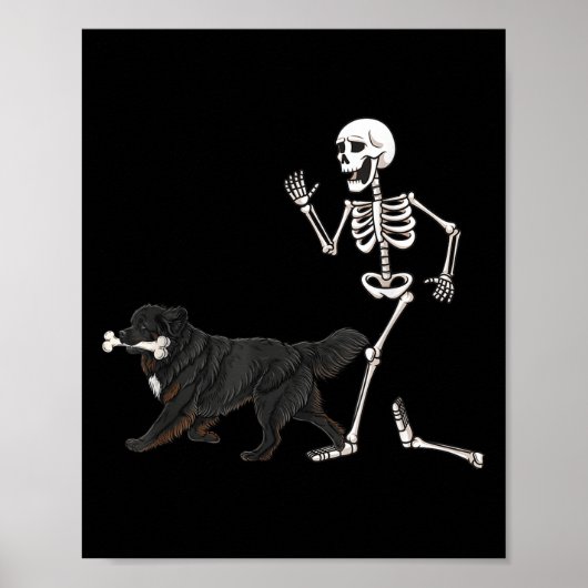 Grappig Halloween Newfoundland en Skeleton Poster (Voorkant)
